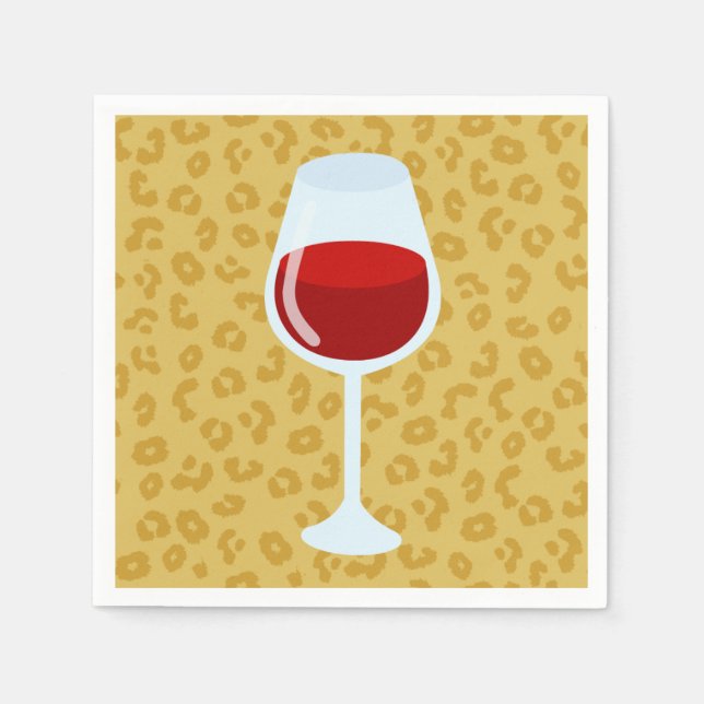Serviette Jetable Verre à vin Empreinte de léopard (Devant)