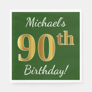 Serviette Jetable Vert, anniversaire d'or de Faux