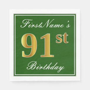 Serviette Jetable Vert élégant, anniversaire d'or de Faux