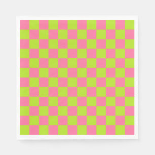 Serviette Jetable Vert et rose de chaux Checkered