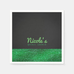 Serviette Jetable Vert Lime Moderne Paillettes Glamour Soirée