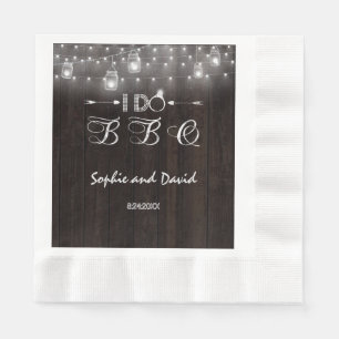 Serviette Jetable Vielle Barre Mason Jars Éclairage à cordes I DO BB