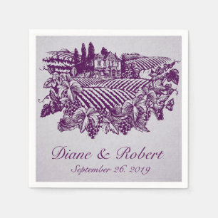 Serviette Jetable Vignoble vintage Raisins d'accueil violet serviett