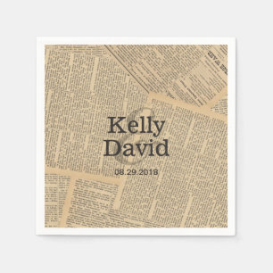 Serviette Jetable Vintage ancien Arrière - plan Mariage de journal