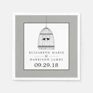 Serviette Jetable Vintage Coeur Birdcage Véritable Mariage d'amour