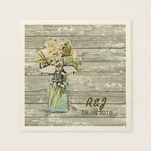 Serviette Jetable vintage fleurs occidentales mason jar grange maria