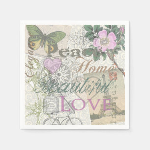 Serviette Jetable Vintage Peace Home Belle Amour