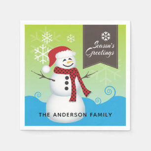 Serviette Jetable Vœux de la saison Bonhomme de neige mignon
