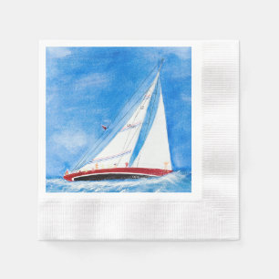 Serviette Jetable voilier haute mer aquarelle