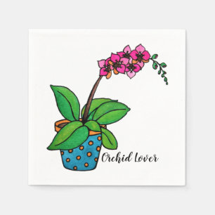 Serviette Jetable Watercolor Orchid Plant