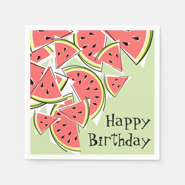 Serviette Jetable Watermelon Green Joyeux papier serviettes d'annive (Devant)