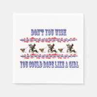 Western Party Napkins Rodéo Cowgirl Calf Roping