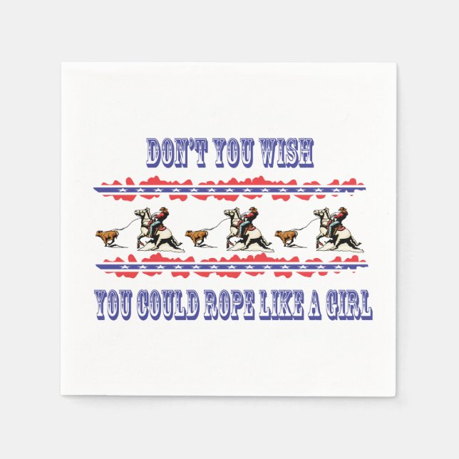 Serviette Jetable Western Party Napkins Rodéo Cowgirl Calf Roping (Devant)