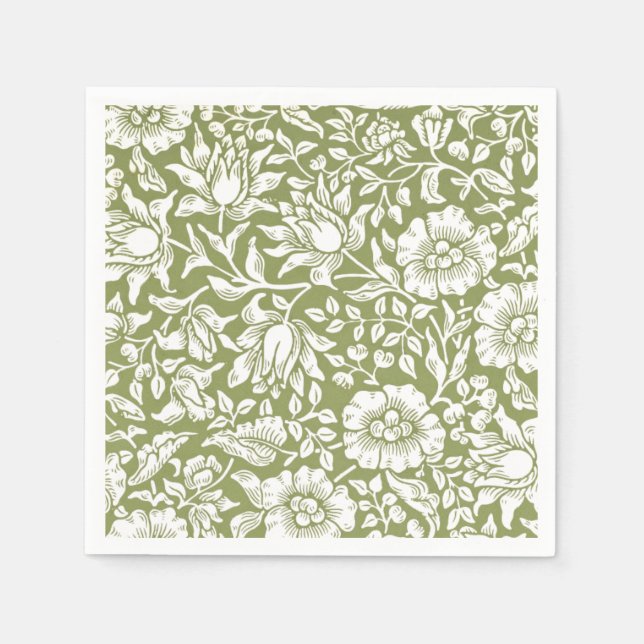 Serviette Jetable William Morris Mallow Motif vert (Devant)