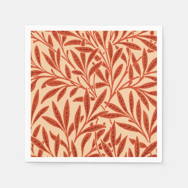 Serviette Jetable William Morris Willow Motif, Mandarin Orange (Devant)