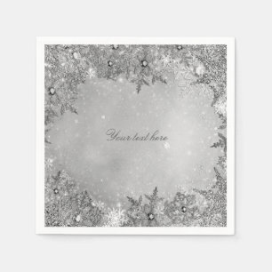 Serviette Jetable Winter Wonderland Snowflakes Pure Argent Élégant