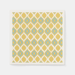 Serviette Jetable Yellow Mint Geometric Ikat Tribal Pattern
