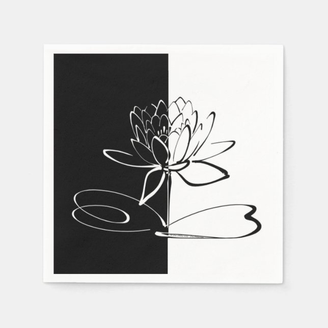 Serviette Jetable Yin Yang Black Lotus Blossom (Devant)