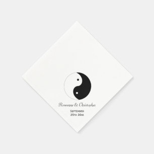 Serviette Jetable Yin Yang Mariage noir et blanc