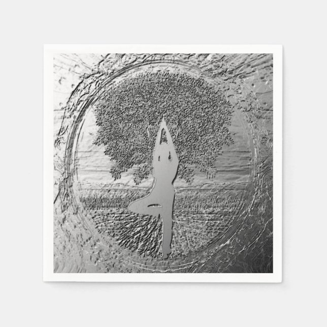 Serviette Jetable Yoga Chrome arbre de vie (Devant)