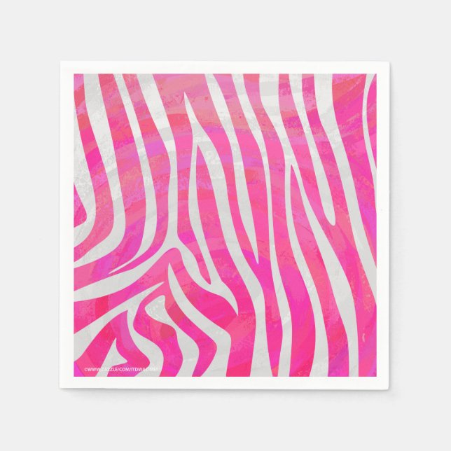 Serviette Jetable Zebra Hot Pink et White Print (Devant)