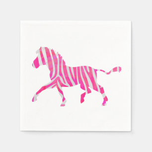 Serviette Jetable Zebra Hot rose et blanc Silhouette