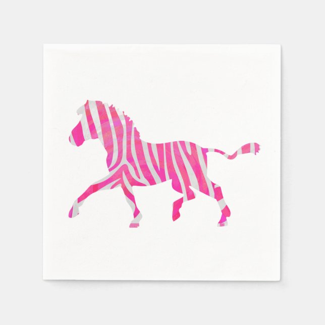 Serviette Jetable Zebra Hot rose et blanc Silhouette (Devant)