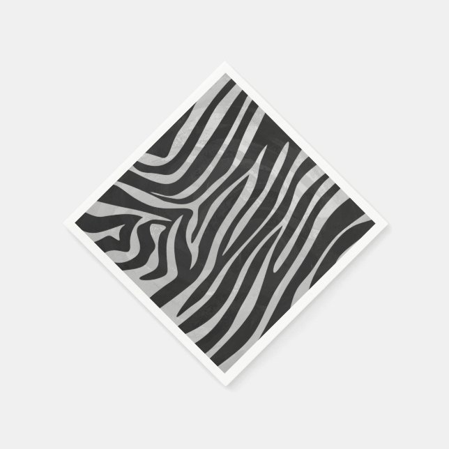 Serviette Jetable Zebra noir et gris clair (Coin)