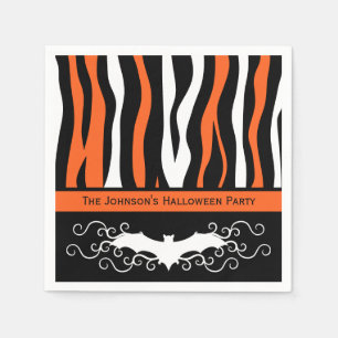Serviette Jetable Zebra pattern et chauve-souris fête d'Halloween