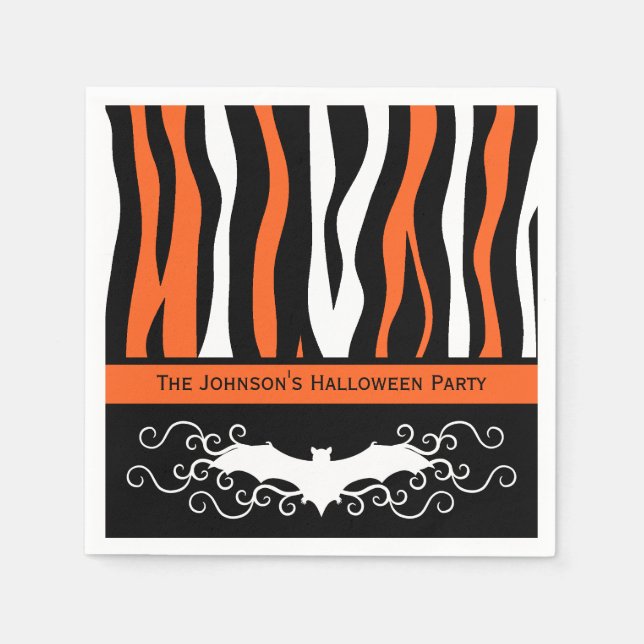 Serviette Jetable Zebra pattern et chauve-souris fête d'Halloween (Devant)