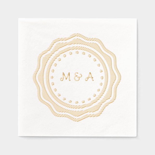 serviette mariage au monogramme doré. (Recto)
