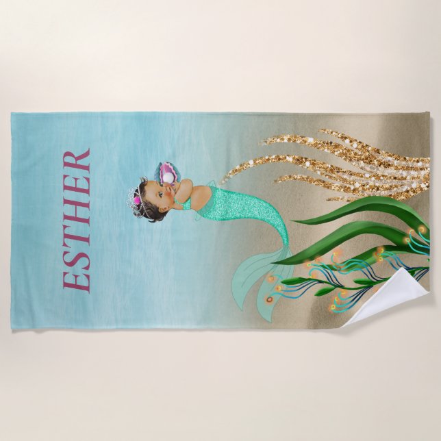 Serviette Mermaid Monogram Beach (Devant)