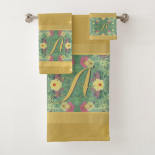 Serviette Monogramme couleur Floral et laiton