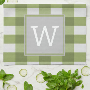 Serviette Monogramme Plaid Buffalo Vert