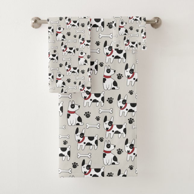 Serviette Motif chien mignonne (En situation)