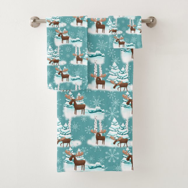 Serviette motif Festive Christmas Moose (En situation)