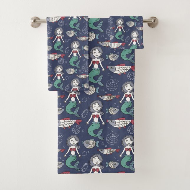 Serviette Motif mignonne Mermaid (En situation)