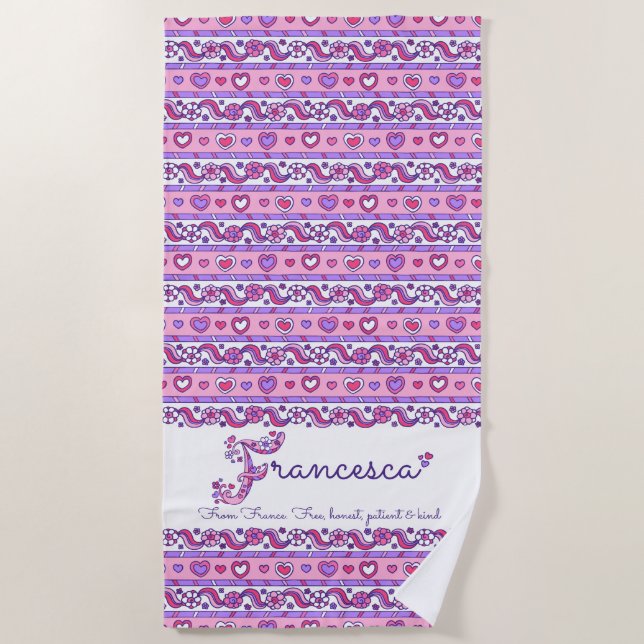 Serviette nommée de rose de coeur de fleur de (Devant)