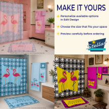 Serviette personnalisée Flamant Rose Mid-Century M