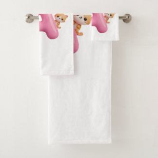 Serviette personnalisée Lettre A Ballon Rose 3D