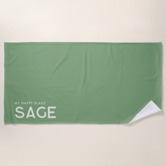 Serviette personnalisée Slogan Beach Green (Devant)