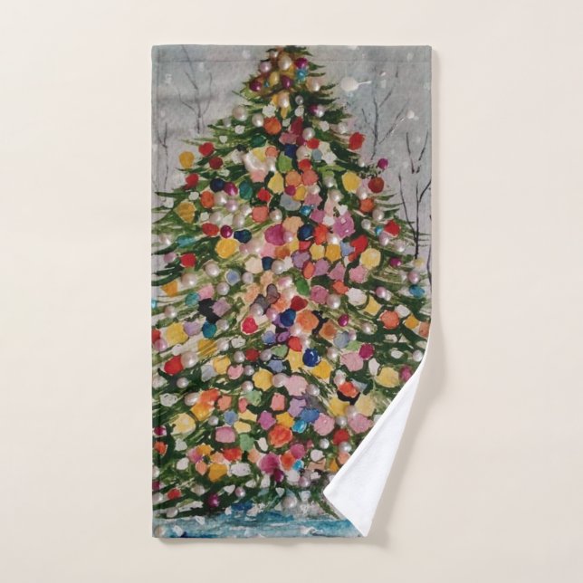 SERVIETTE POSTALE EN ARBRE DE NOËL (Serviette à main)