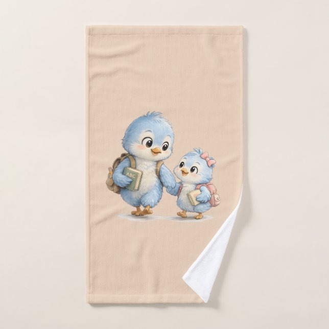 Serviette pour les mains Petits oiseaux bleus mign (Serviette à main)