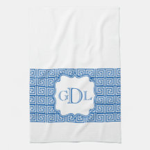 Serviette principale grecque bleue et blanche de