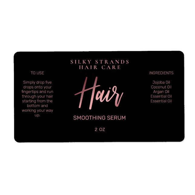 Serviette professionnelle Noir et Rose Étiquette (Devant)