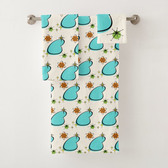 Serviette Retro Atomic Boomerang et Starbursts (En situation)