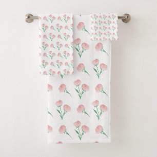 Serviette rose à motif pivoine, style prépa pour l