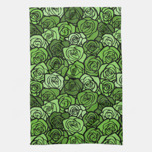 Serviette rose verte vintage