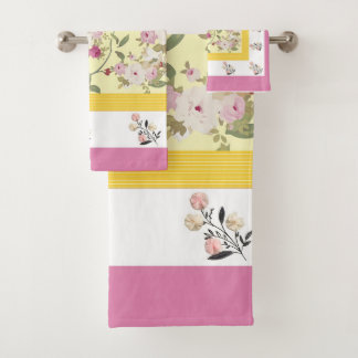 Serviette Set patta buta et Jaal avec des fleurs