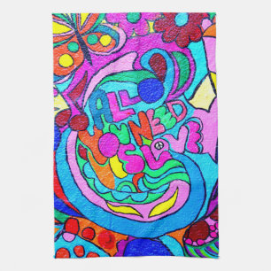serviette super de paix et d'amour de couleurs